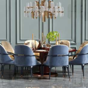 简欧餐桌椅组合3D模型下载